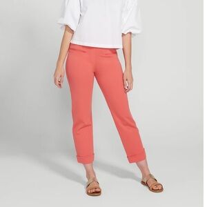 Betabrand Easy Crop Straight-Leg Trousers in Melon